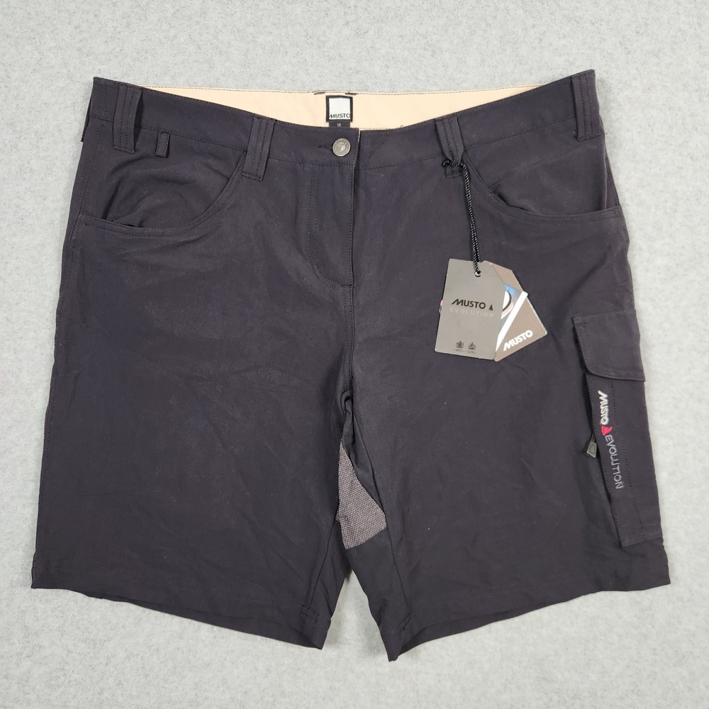 Musto Evolution Shorts Womens 16 Eur 44 US 12 Black Deck UV Cargo Sailing NEW